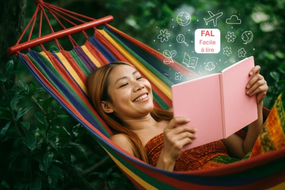 Femme dans un hamac qui lit un livre pour promouvoir le dispositif Facile à Lire